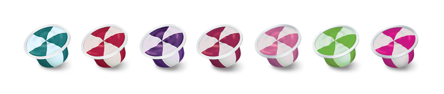 EPP 7 Cups A colorful array of Enamel Pro Prophy Past flavors in a row