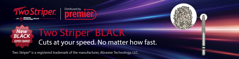 Two Striper BLACK Super Coarse Ultra-Premium Diamond Burs distributed by Premier Dental